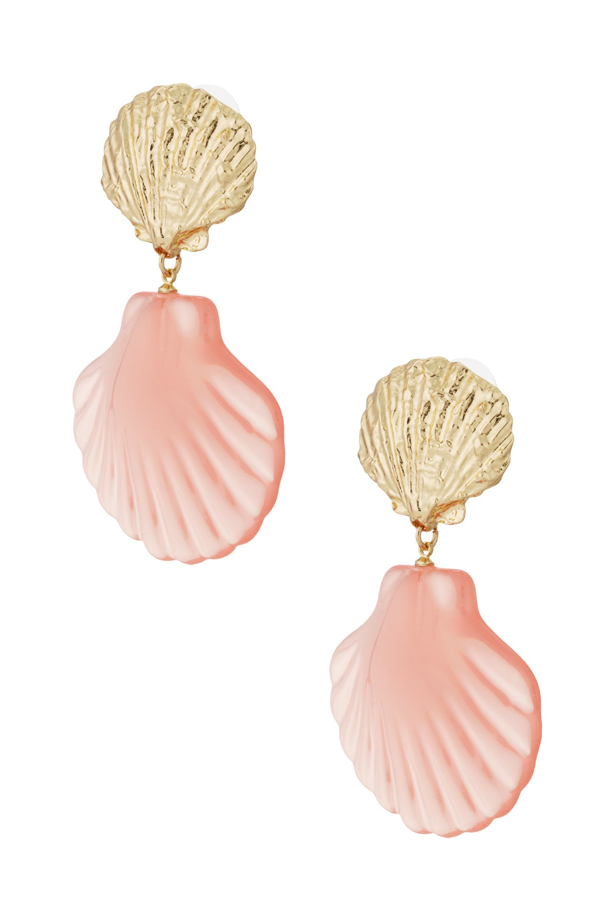 roze schelp oorbellen