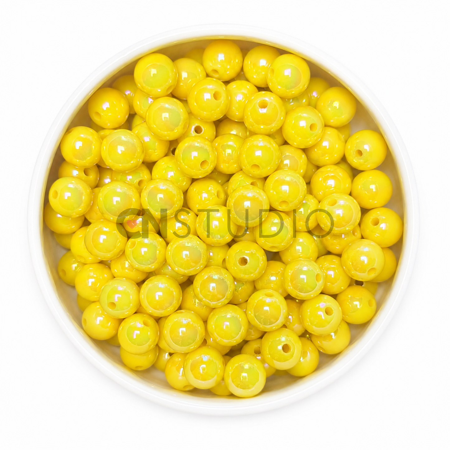 Parelmoer Kralen Geel 16mm – Regenboog Glans