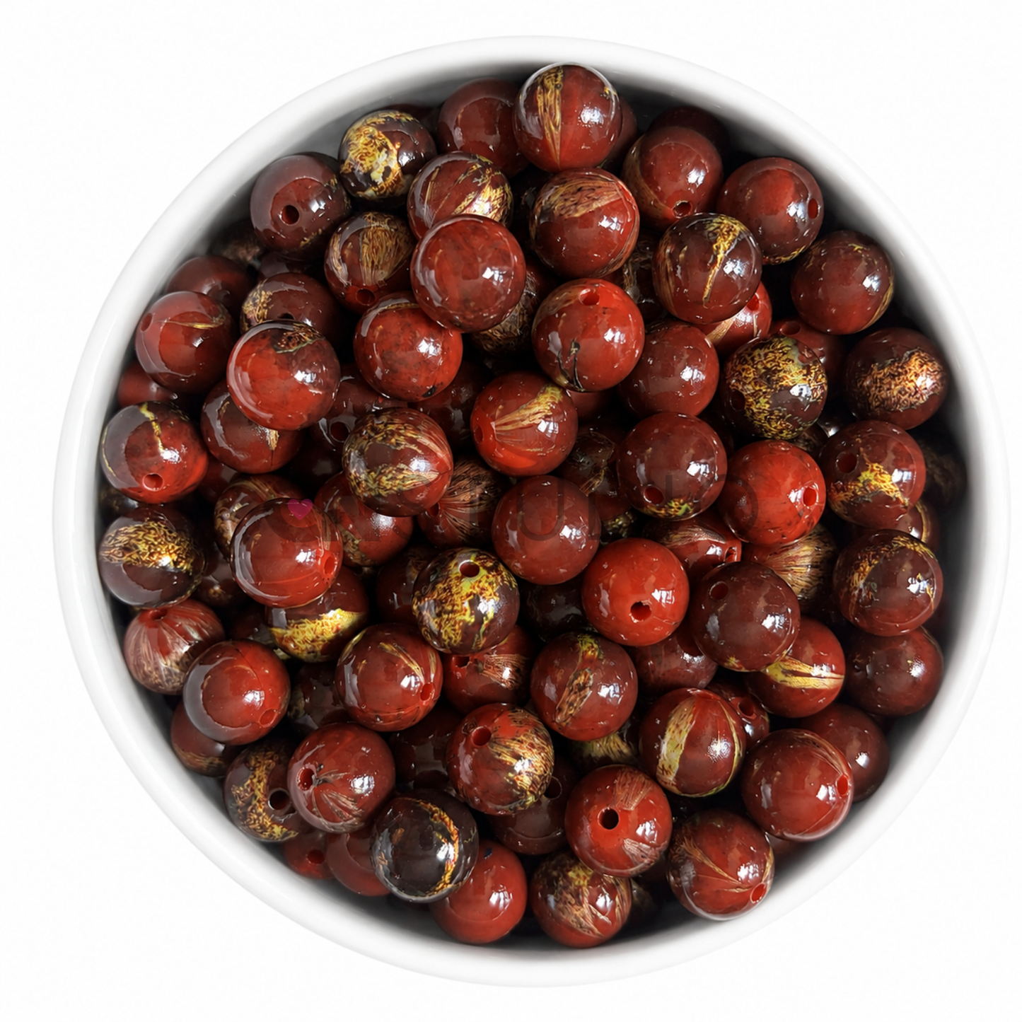 Bordeaux Goud 16mm Kraal | Marble Acryl Beadable