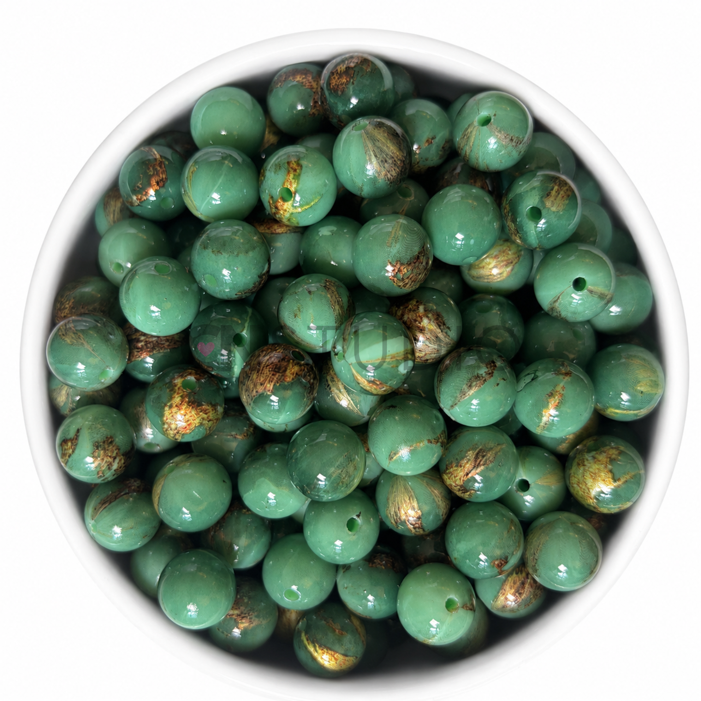 Smaragd Goud 16mm Kraal | Marble Acryl Beadable