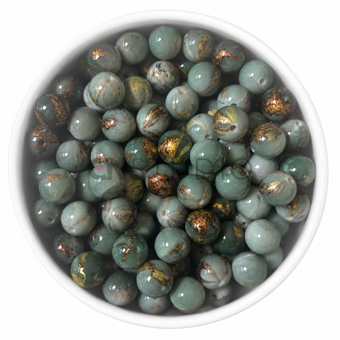 Aqua Goud 16mm Kraal | Marble Acryl Beadable