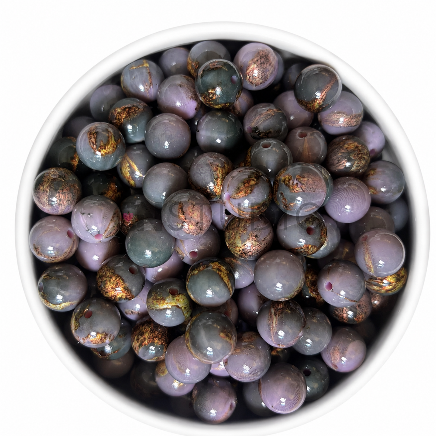 Mauve Goud 16mm Kraal | Marble Acryl Beadable