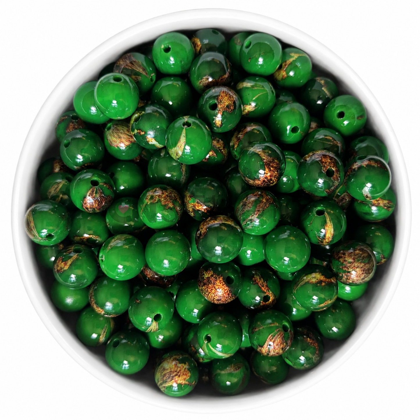 Groen Goud 16mm Kraal | Marble Acryl Beadable
