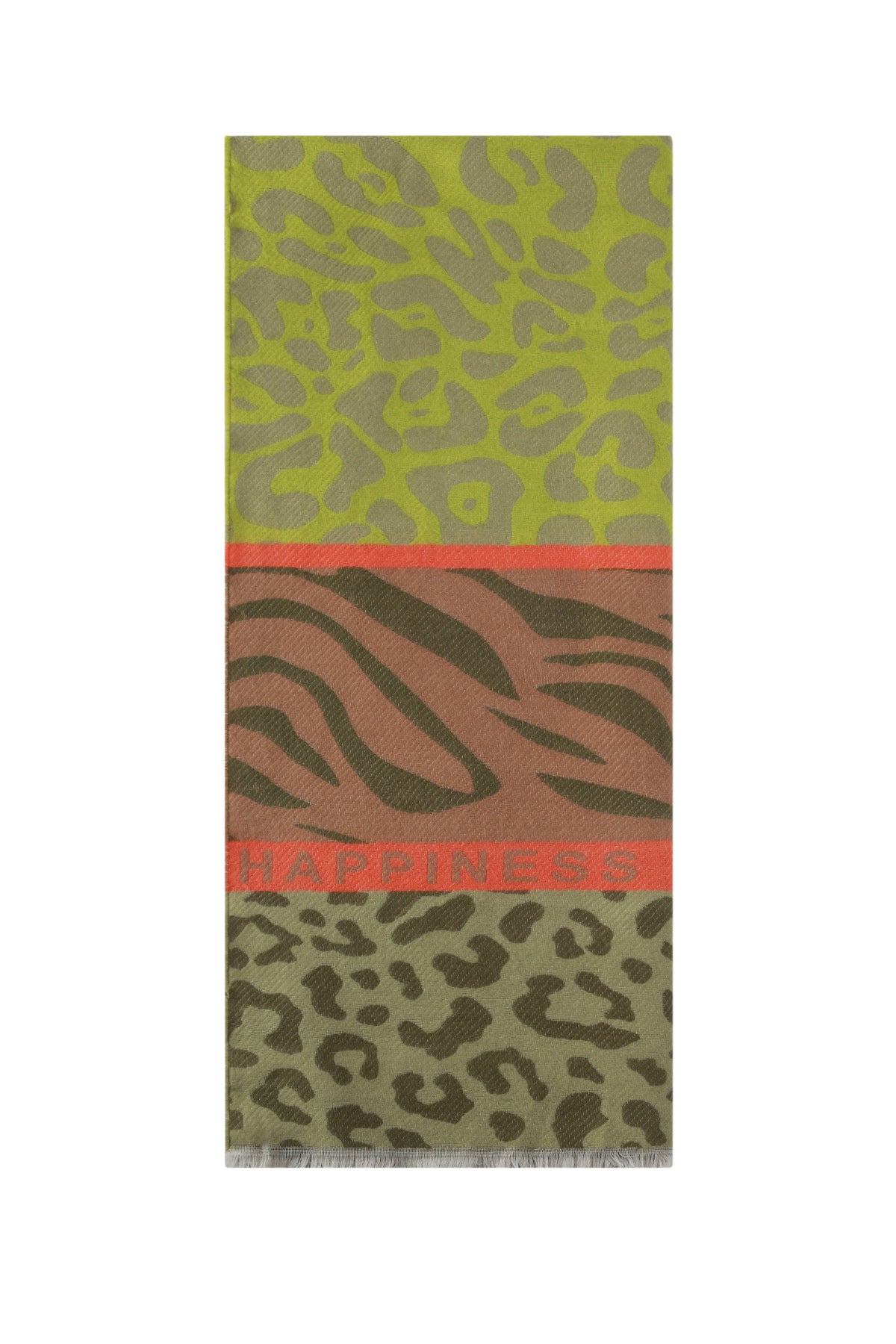 Opvallende sjaal met prints en tekst