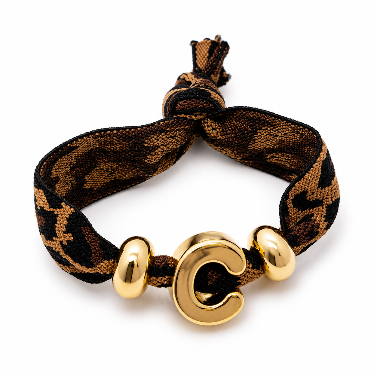 Elastische Initiaal Armband – Luipaardprint