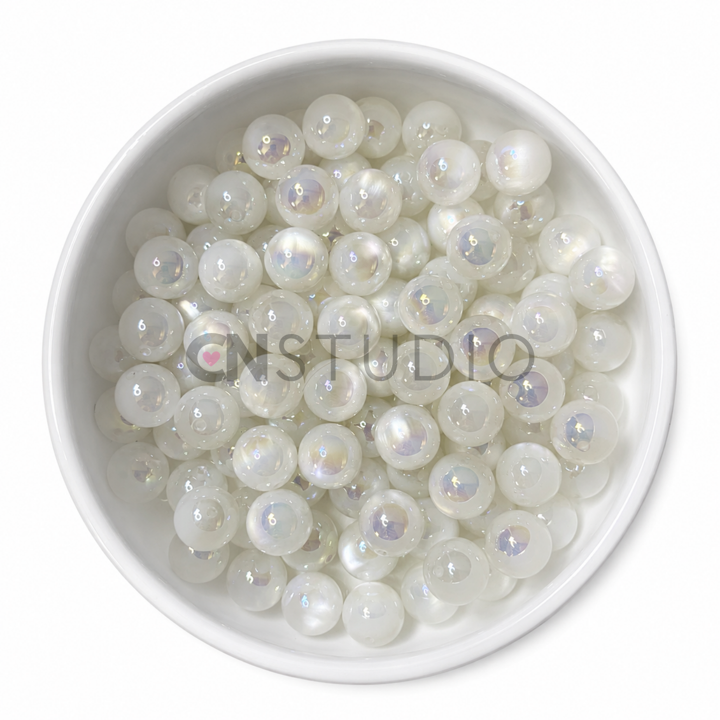 Amber Fusion Kralen 16mm – Pearl White