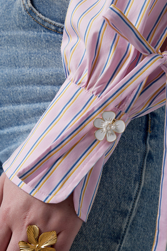 Elegant Pink and White Alloy Cufflinks for Formal Wear