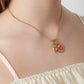 Elegant 14K Gold Plated Flower Heart Pendant Necklace