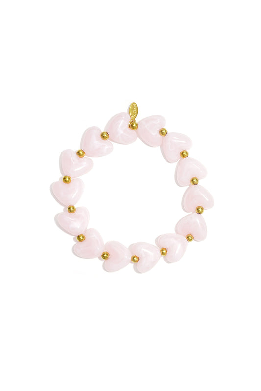 Elastieken hartjes kralenarmband
