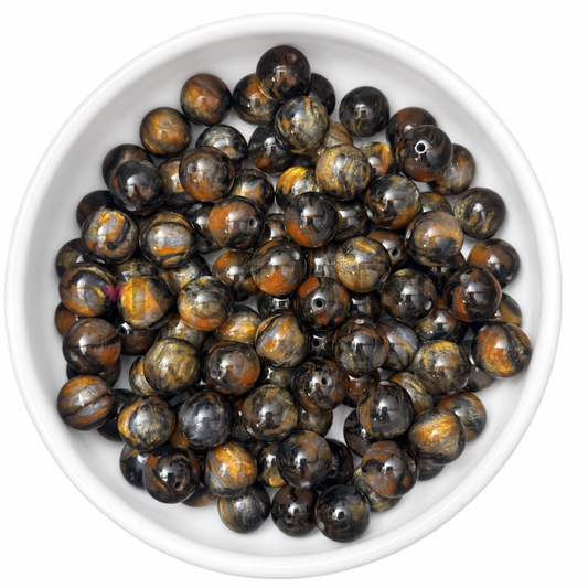 16 mm Mystic Marble Kraal - Black Gold
