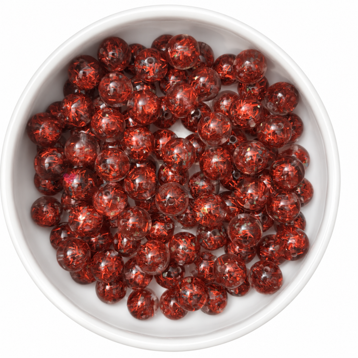 Sparkle Threads Collection - rode glitter kralen 12mm