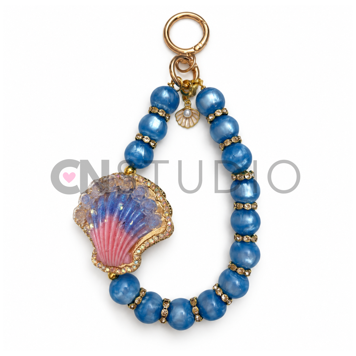 Blauw telefoonkoord met schelp