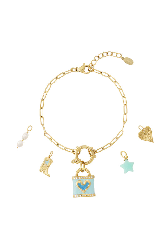 Elegant 14K Gold Plated Heart Charm Bracelet for Women