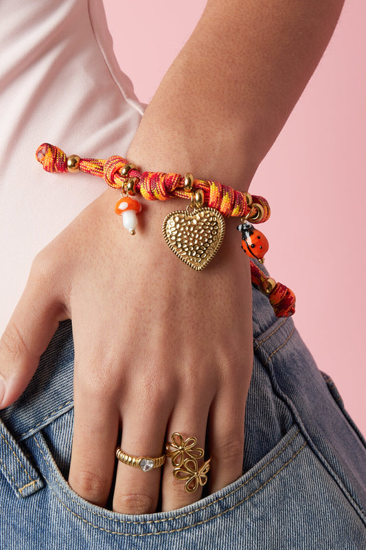 Armbanden met touwbedeltjes in de vorm van een hartje, casual, dagelijks en romantisch, dames sieraden