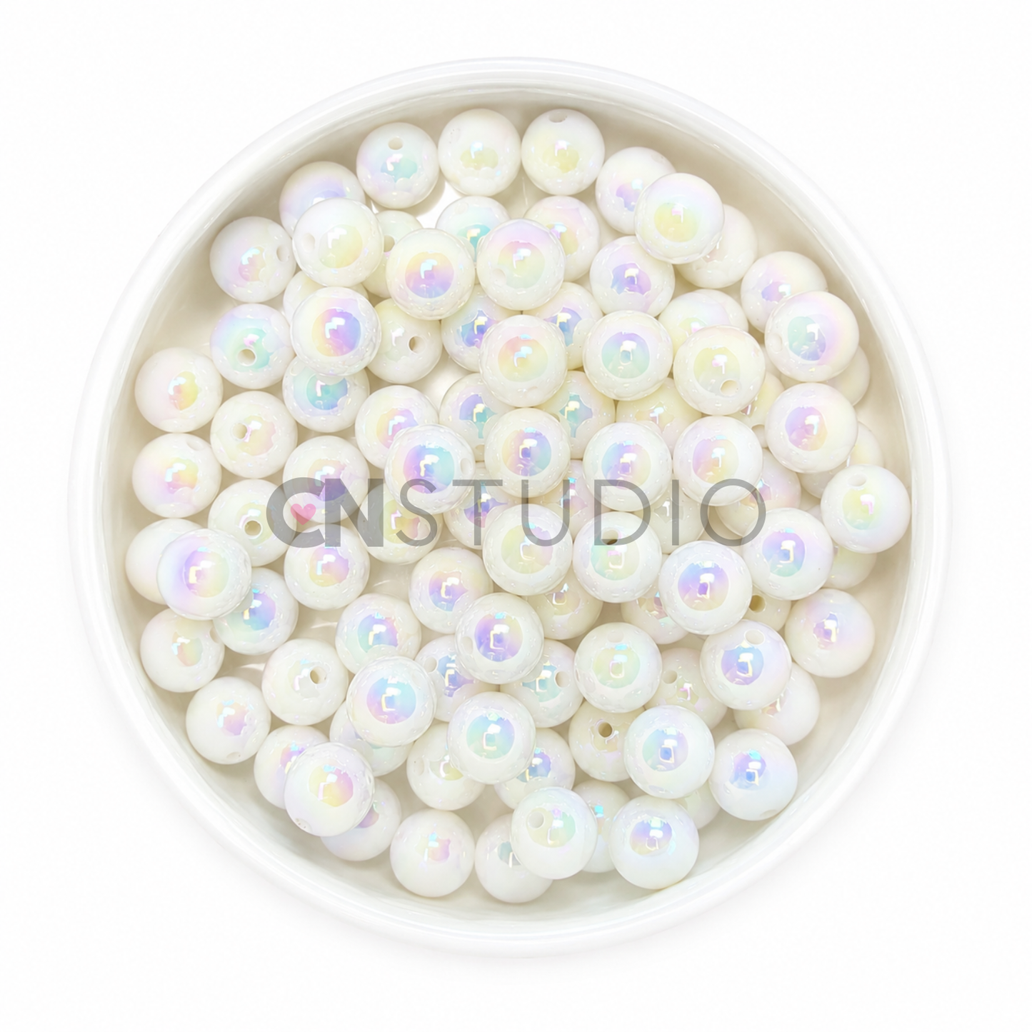 Parelmoer Kralen Wit 16mm – Regenboog Glans
