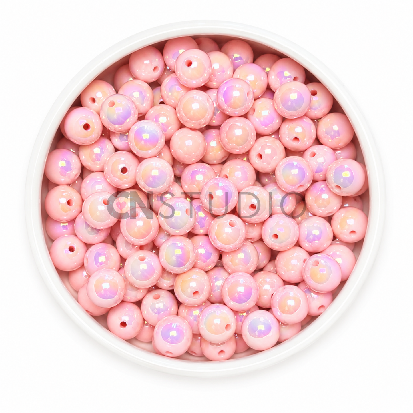 Parelmoer Kralen Lichtroze 16mm – Regenboog Glans