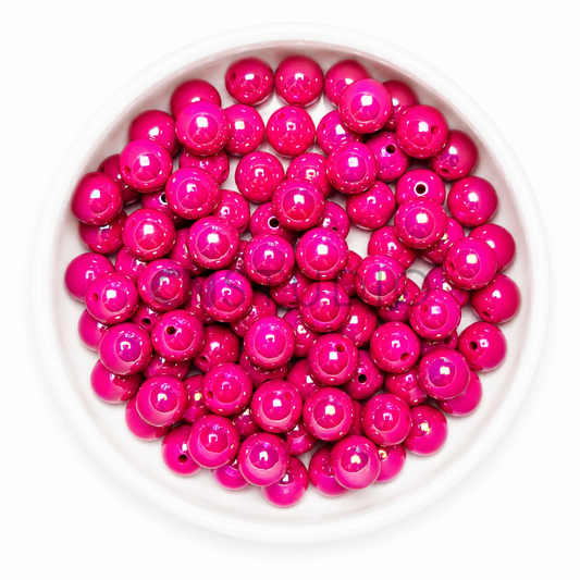 Parelmoer Kralen Donker Roze 16mm – Regenboog Glans