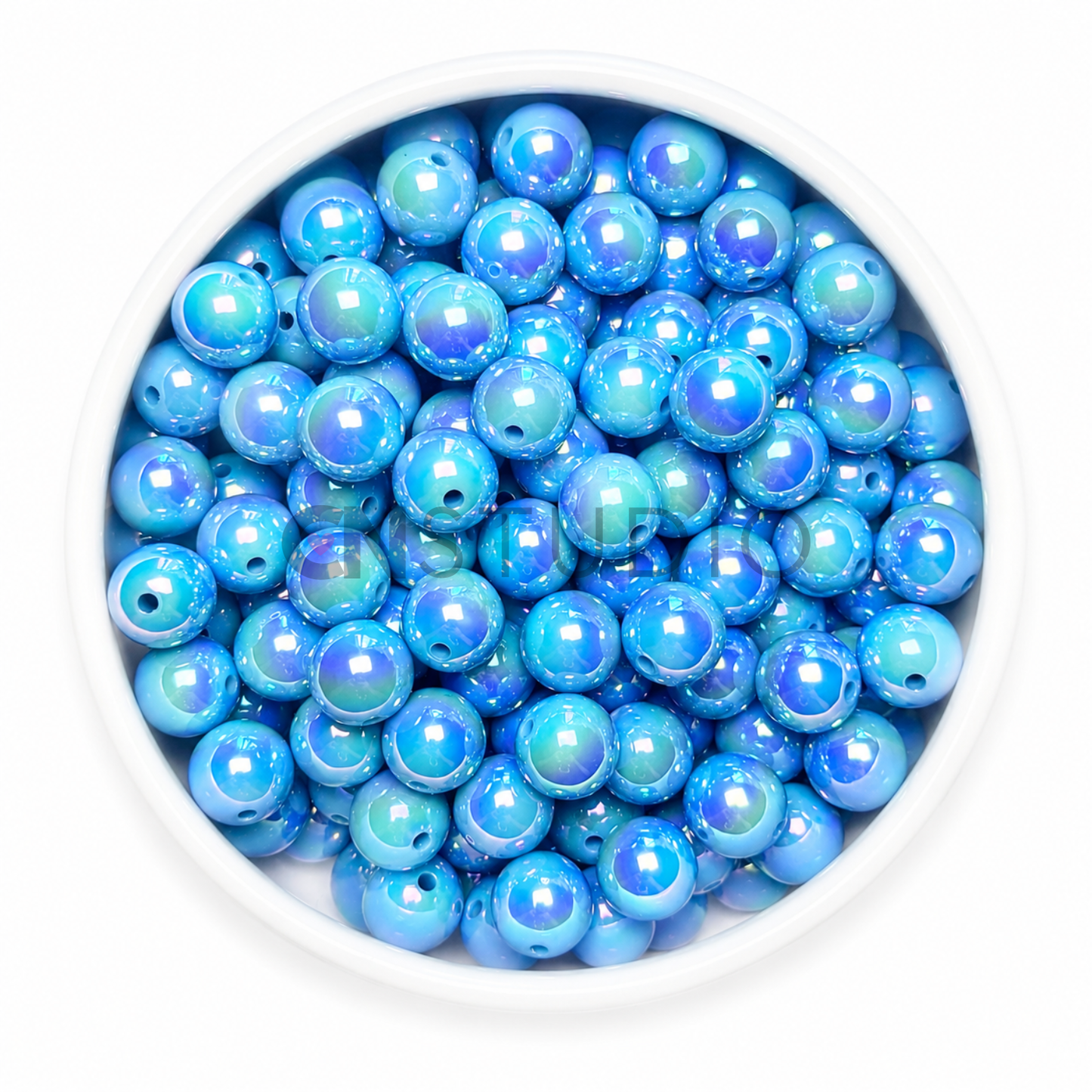 Parelmoer Kralen Blauw 16mm – Regenboog Glans