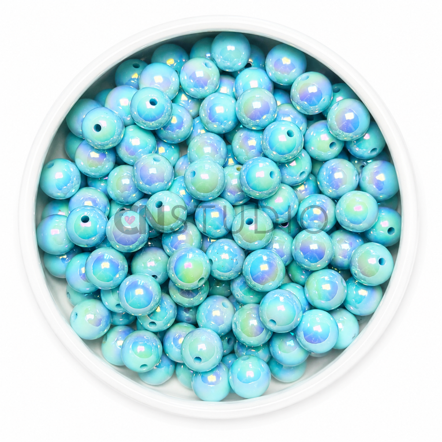 Parelmoer Kralen Turquoise 16mm – Regenboog Glans