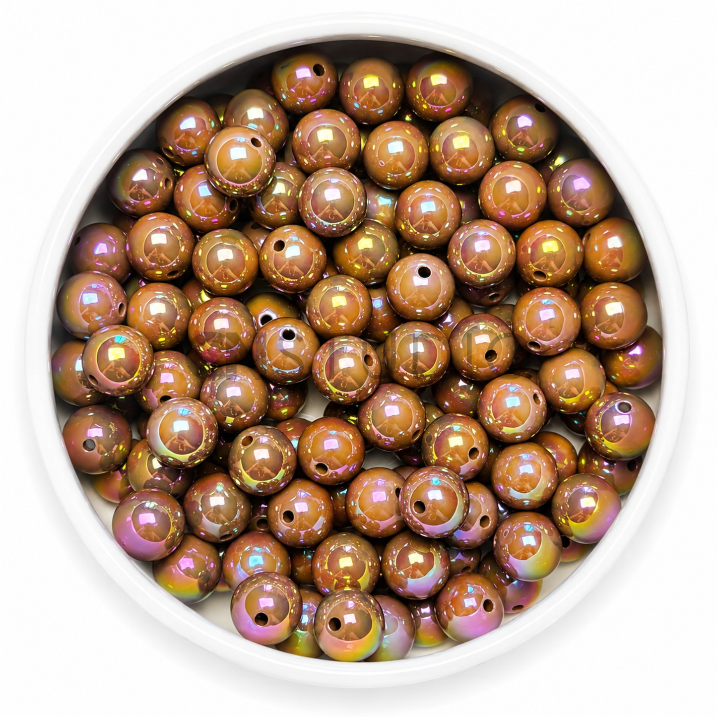 Parelmoer Kralen Bruin 16mm – Regenboog Glans