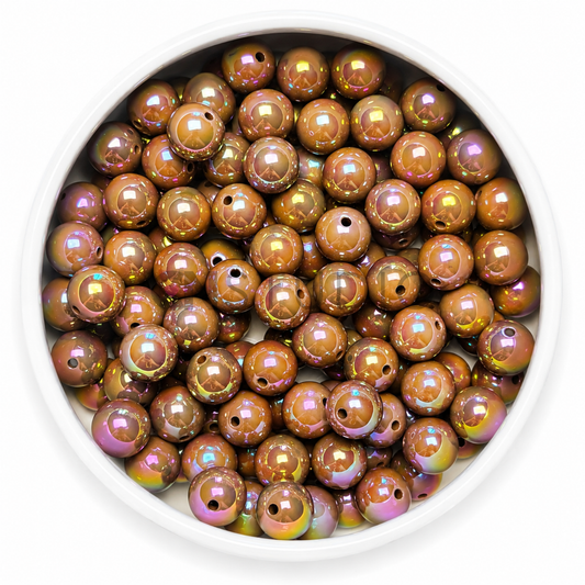 Parelmoer Kralen Bruin 16mm – Regenboog Glans