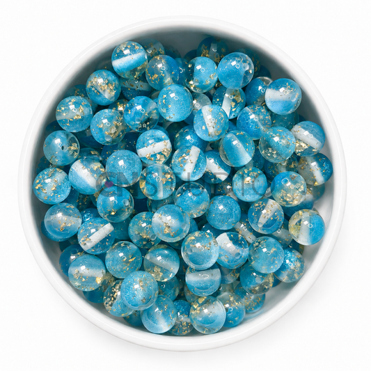Galaxy Gold Kraal – Aqua Blue | 16 mm Acryl