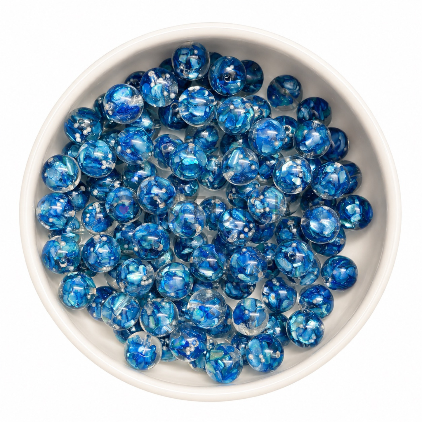 Crushed Schelp Kraal met Parel - Blauw 16mm