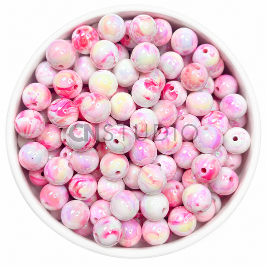 Marble Parelmoer Kraal 16mm – Cotton Candy