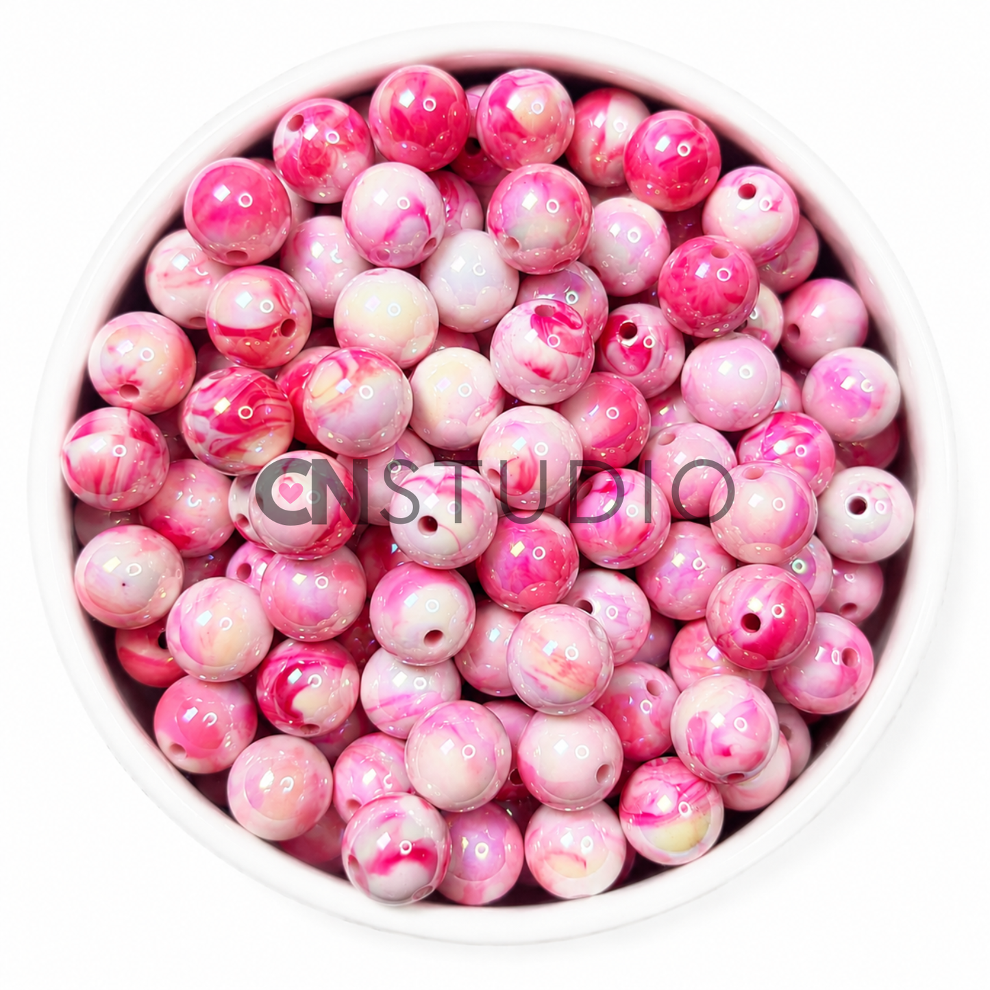 Marble Parelmoer Kraal 16mm – Hot Pink