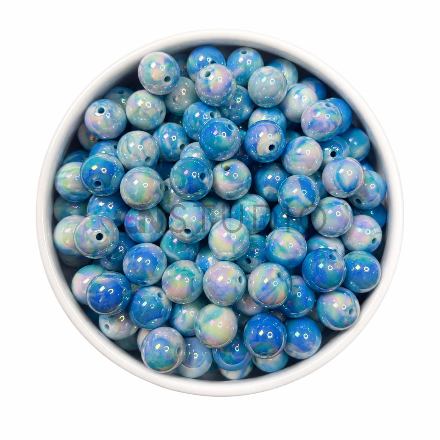 Marble Parelmoer Kraal 16mm – Ocean Blue