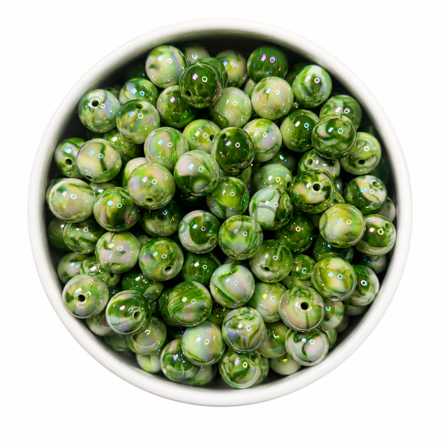Marble Parelmoer Kraal 16mm – Olive Green