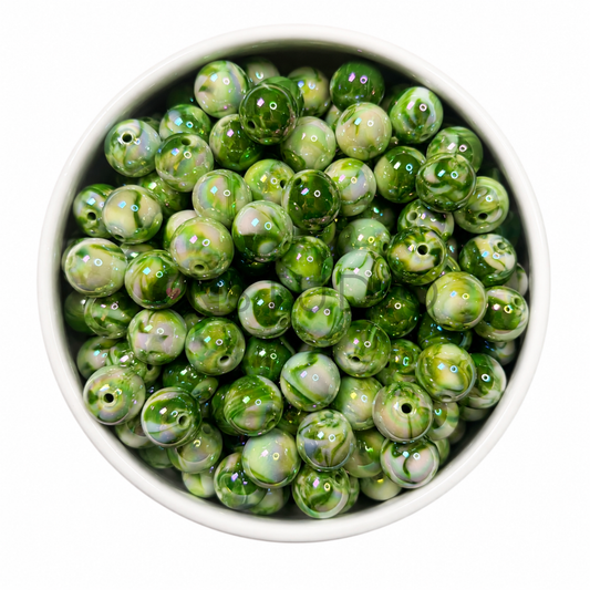Marble Parelmoer Kraal 16mm – Olive Green