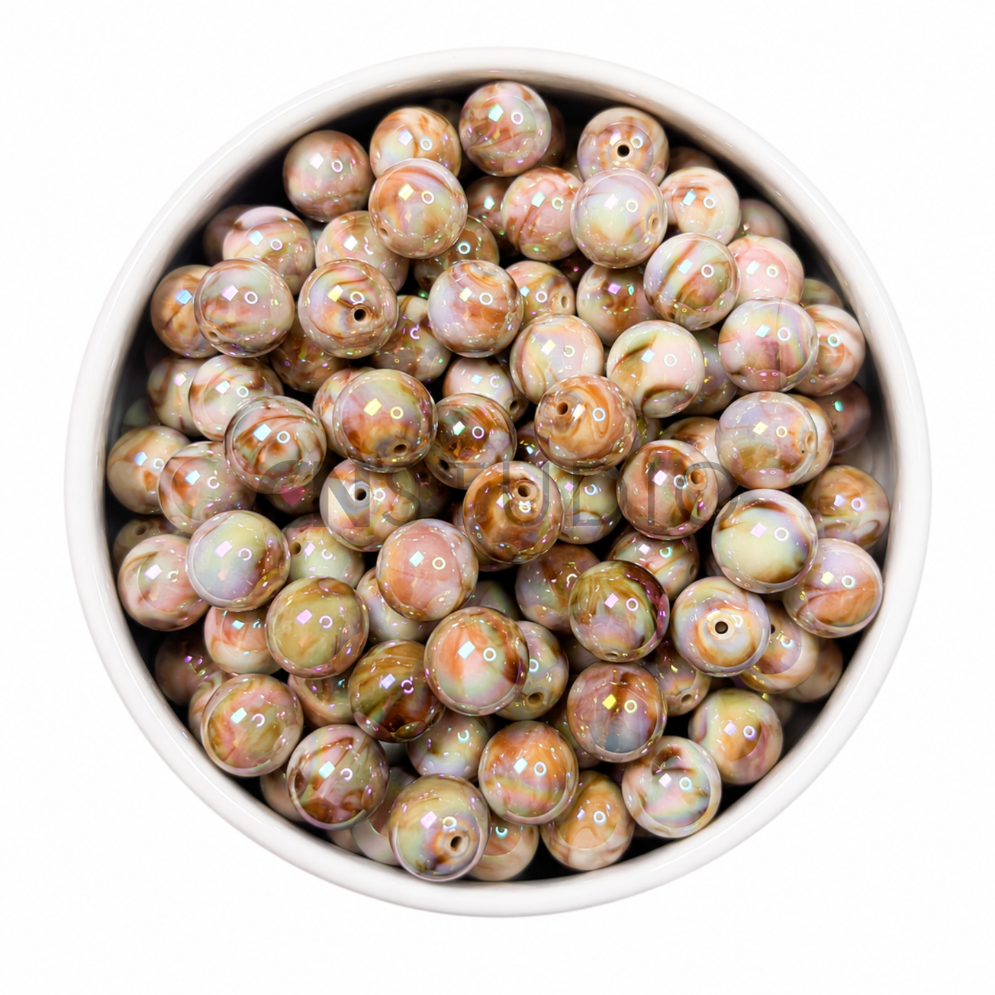 Marble Parelmoer Kraal 16mm – Caramel