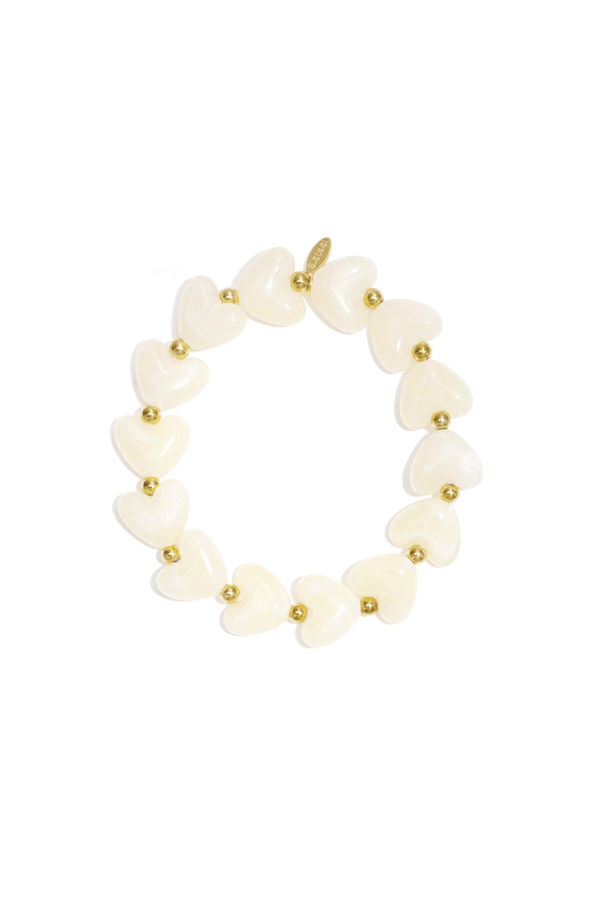 Elastieken hartjes kralenarmband
