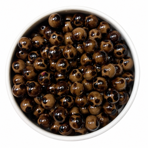 Safari glam kraal 16mm Brown – donkerbruin met pantervlekken
