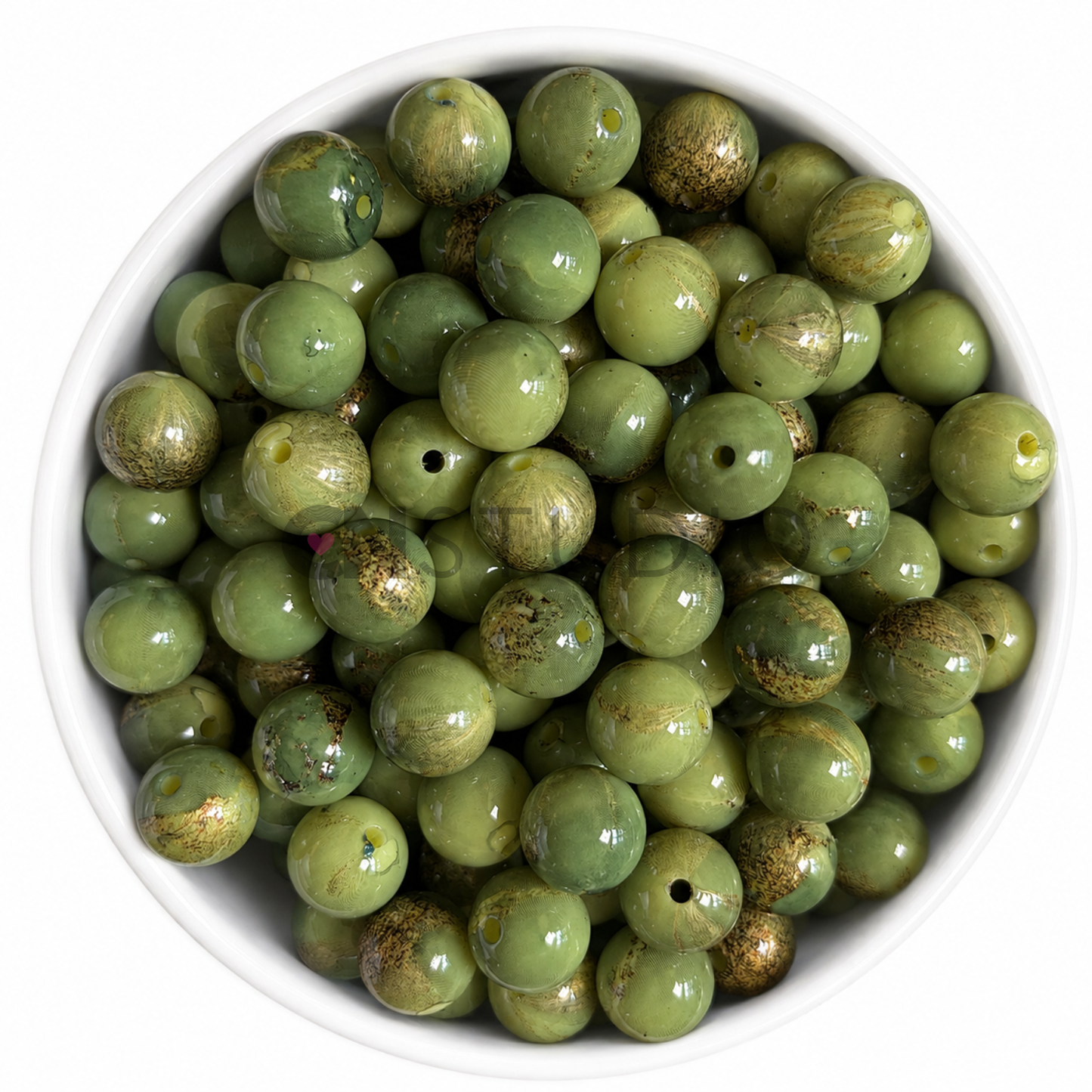 Olijf Goud 16mm Kraal | Marble Acryl Beadable