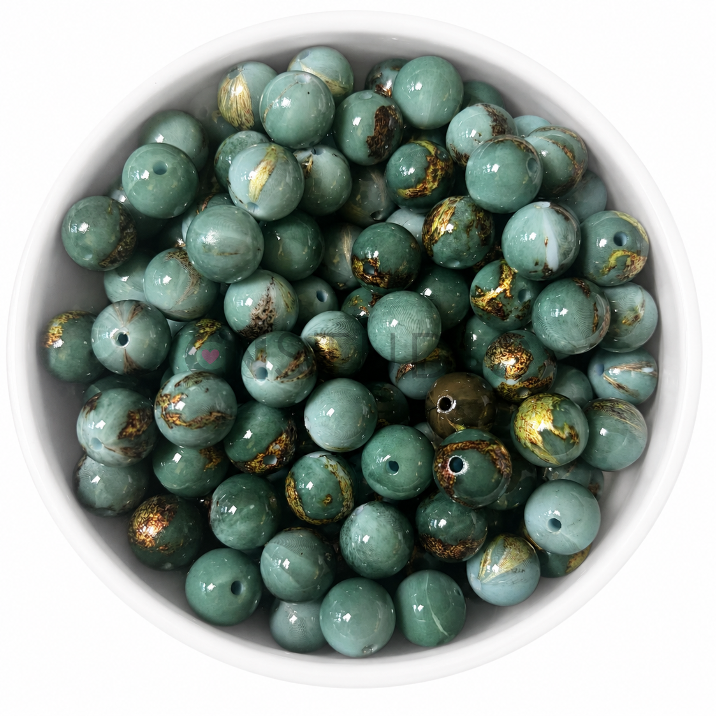 Jade Goud 16mm Kraal | Marble Acryl Beadable