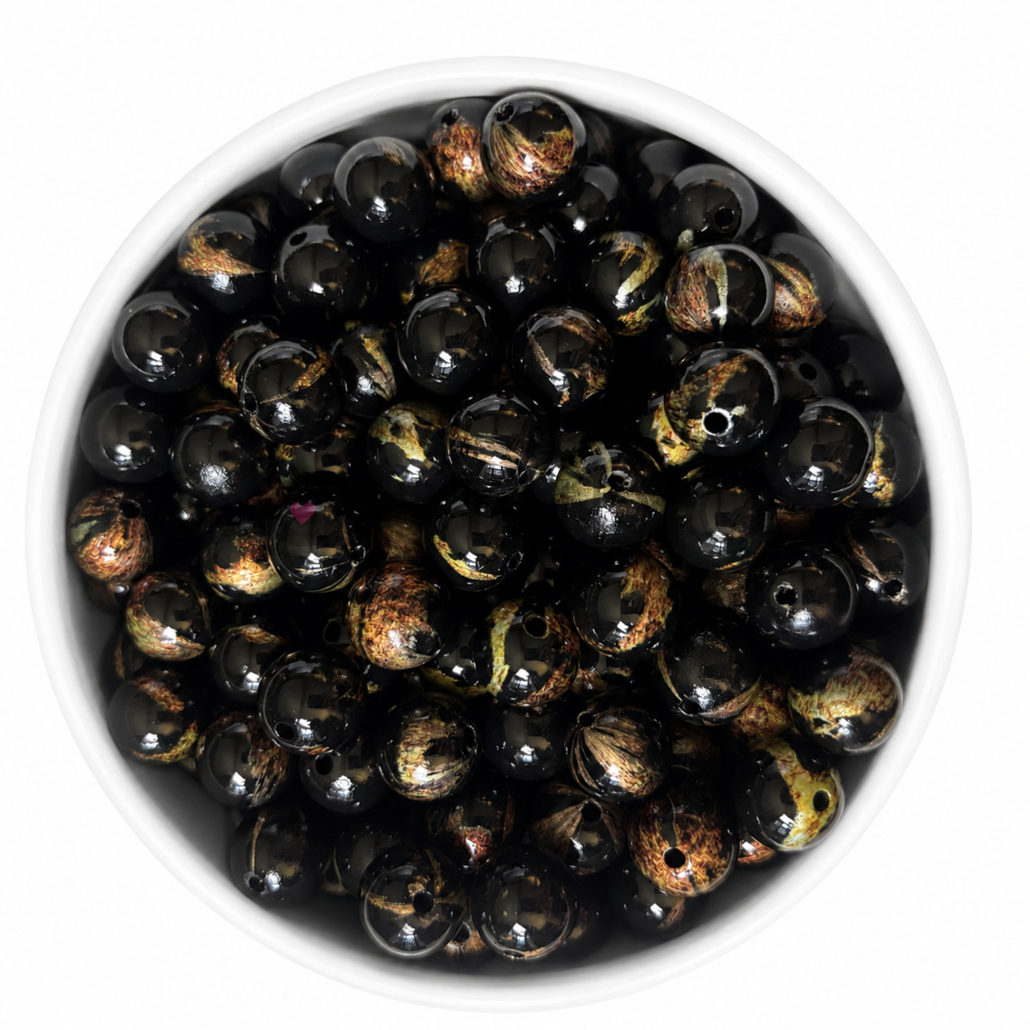 Zwart Goud 16mm Kraal | Marble Acryl Beadable
