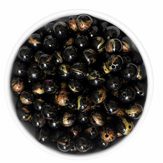 Zwart Goud 16mm Kraal | Marble Acryl Beadable