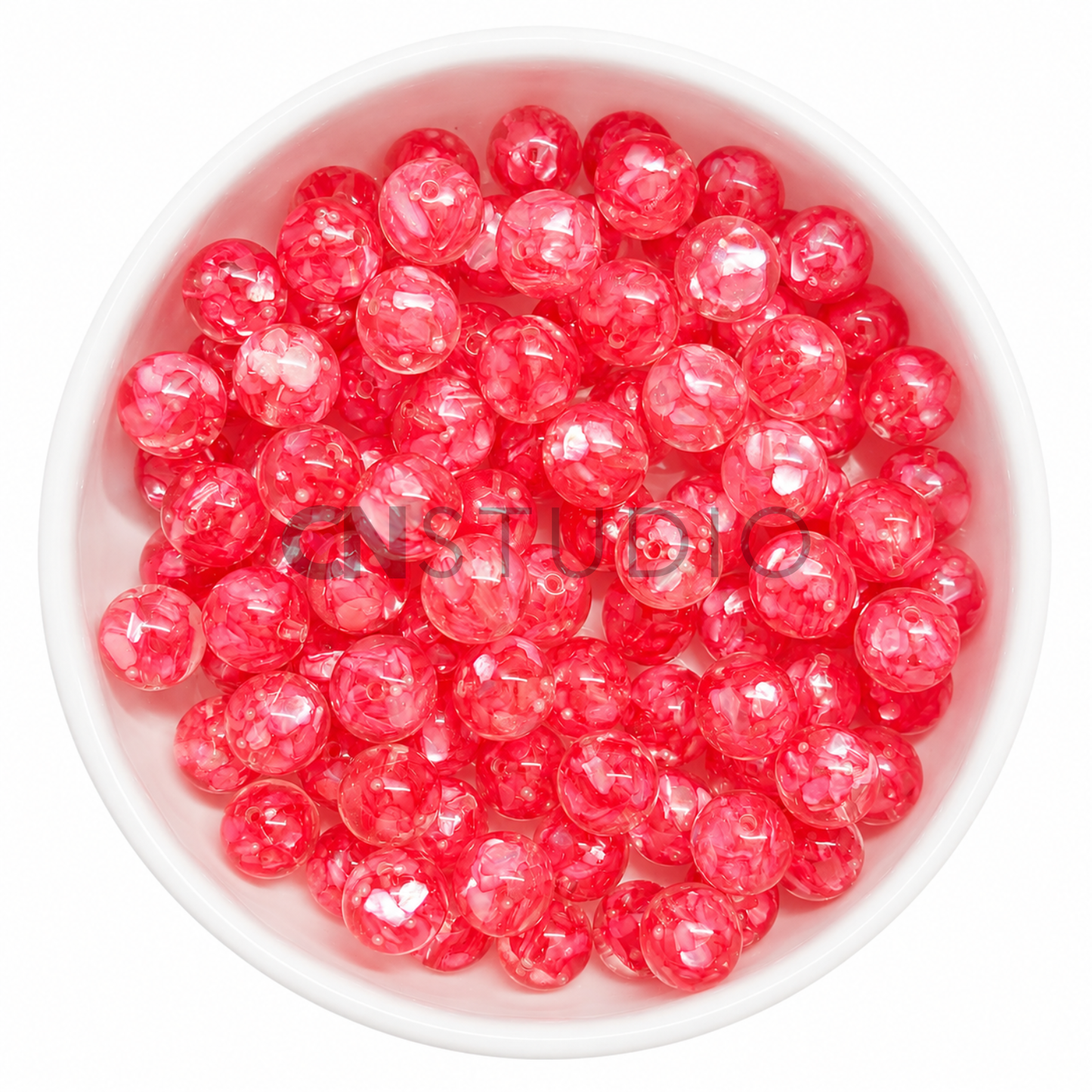 Crushed Schelp Kraal met Parel - Donker Roze 16mm