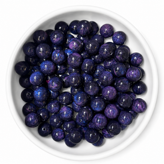 Mystic Galaxy marble acryl kralen 16mm in nachtblauw paars en violet