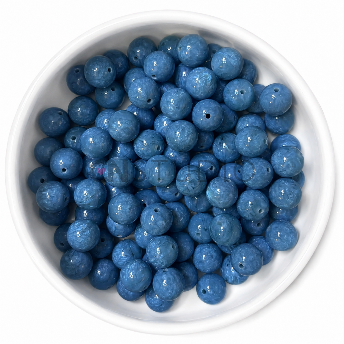 Pearl Swirl Denim Blue 16mm acryl kralen met parelmoer swirl finish