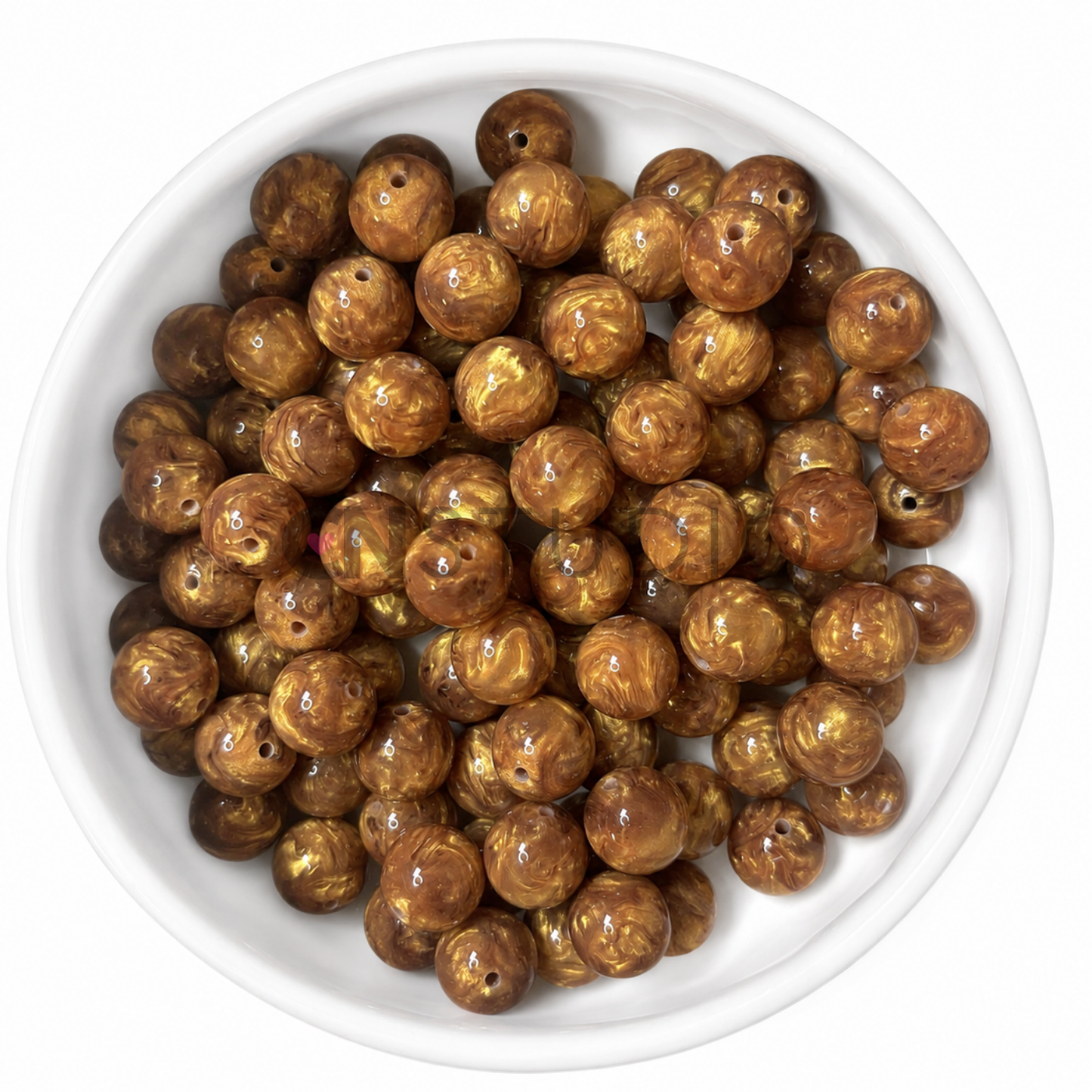 Golden Swirl Kralen 16mm – Copper Glow