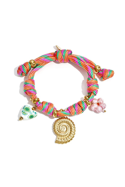 Touw armband met knopen en schelp charms