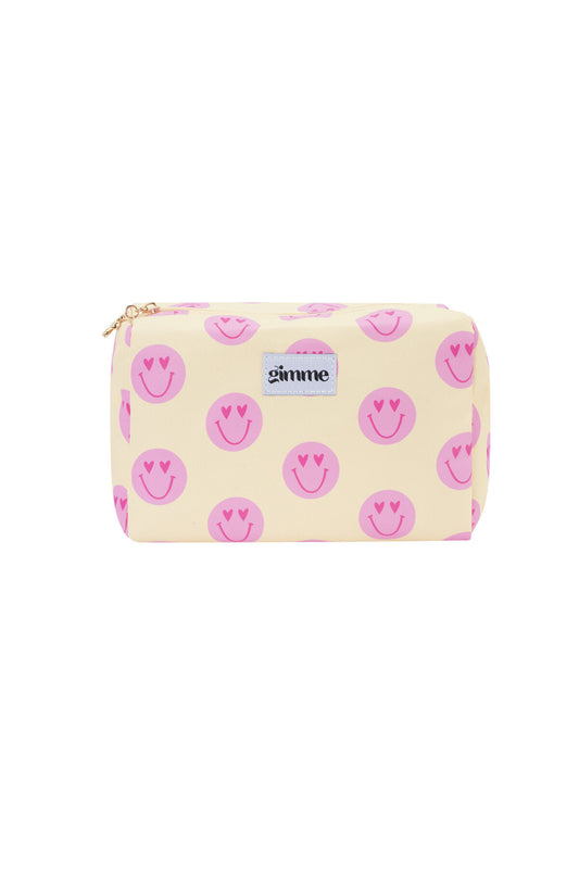 Gimme Smiling Face Yellow Makeup Bag - Casual & Stylish