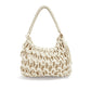 Elegant Black & Off-White Woven Beach Bag for Summer