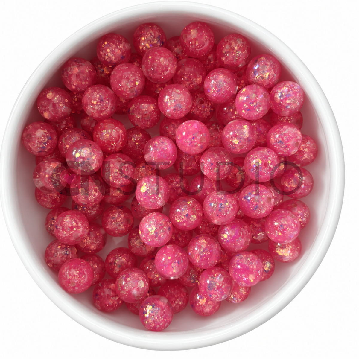 16 mm Crackle Kraal – Pink Confetti
