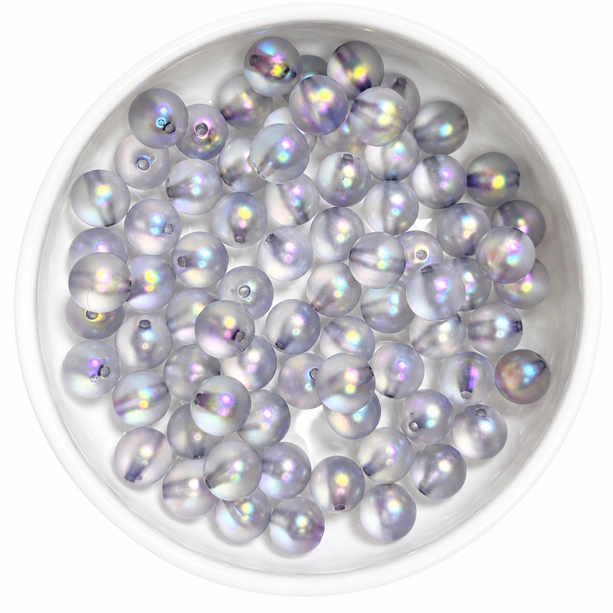 Moonstone kraal 16mm Grey Crystal – transparante matte kraal met sterke iriserende shimmer