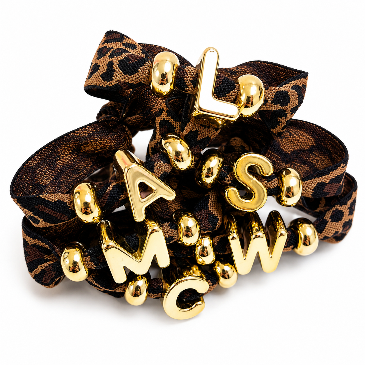 Elastische Initiaal Armband – Luipaardprint