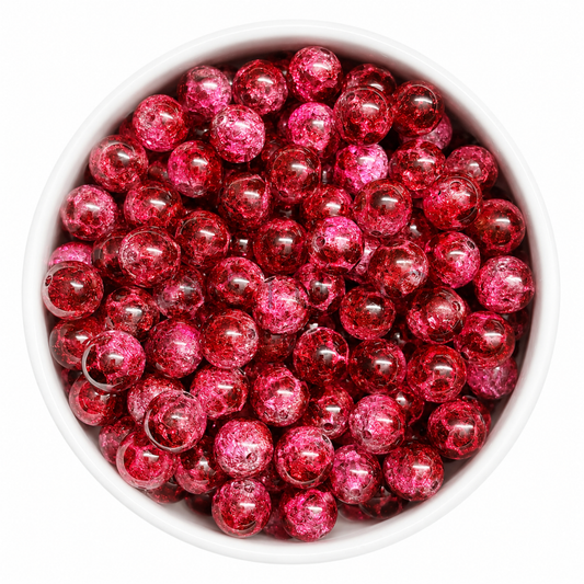 Gebroken Glas Panter Kraal - Fuchsia met Bruinrood 16mm